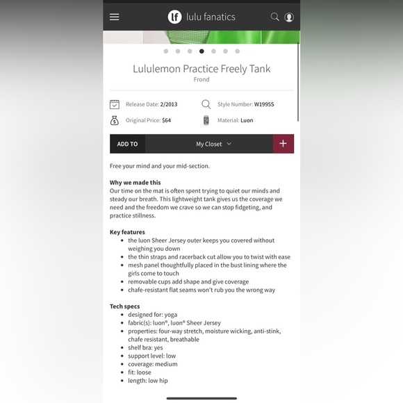 Lululemon Practice Freely Tank Frond size 4 - Picture 11 of 12